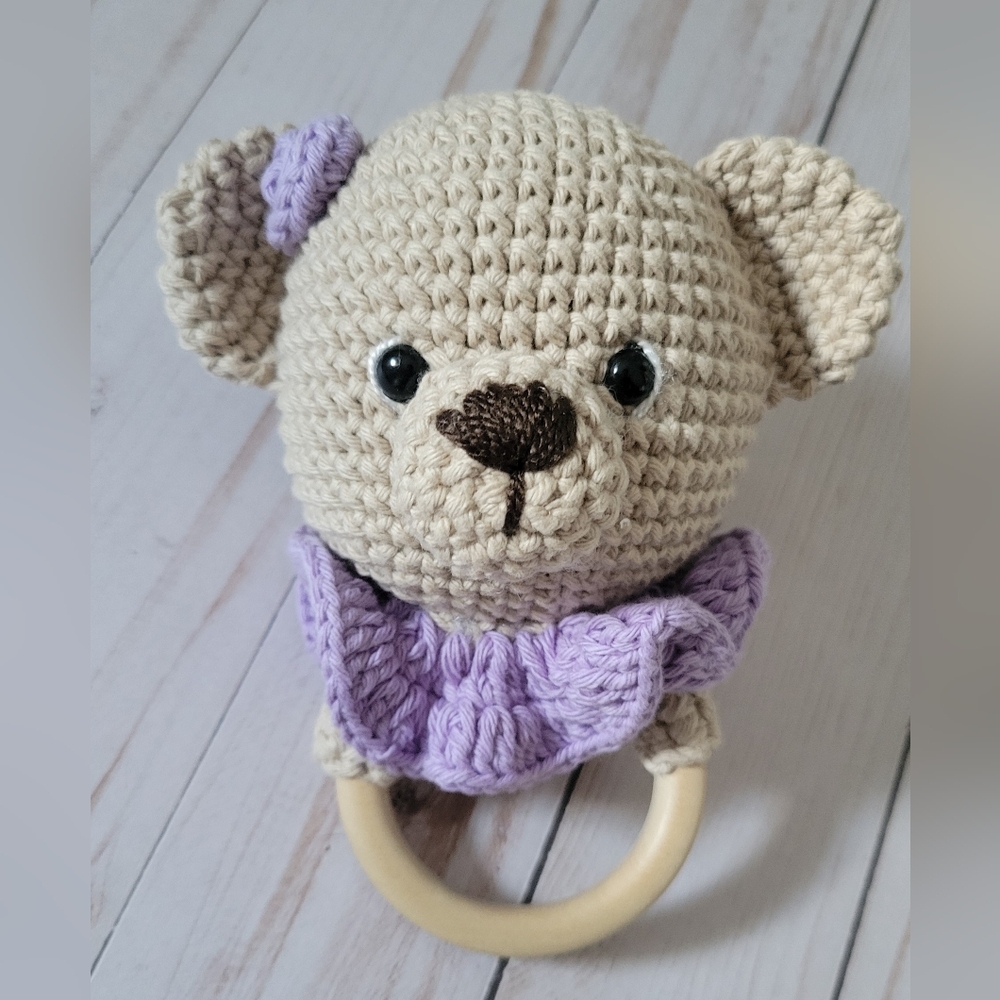 Handmade Crochet Bunny Rattle - Picture 3 of 3